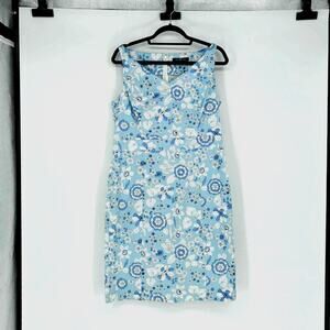 Brooks Brother Blue Floral Cotton Sheath Sundress - Size 12